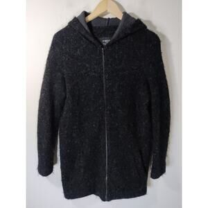 Majestic Filatures Deluxe Teeshirt Alpaca Blend Charcoal Zip Hoodie Sweater S